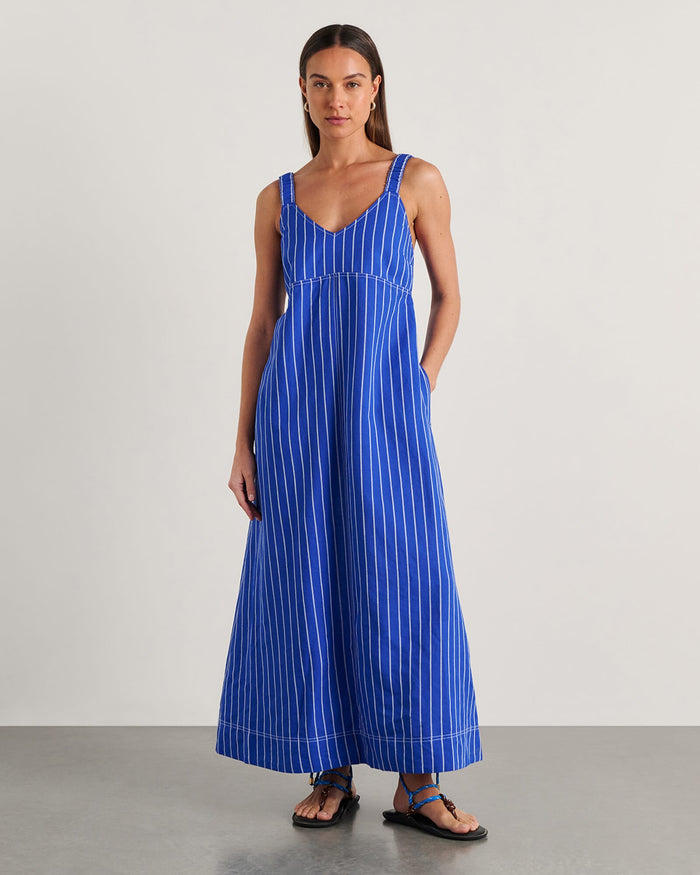 JAG sara stripe dress cobaltwhite