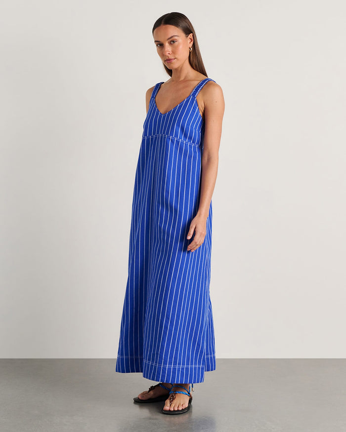 JAG sara stripe dress cobaltwhite