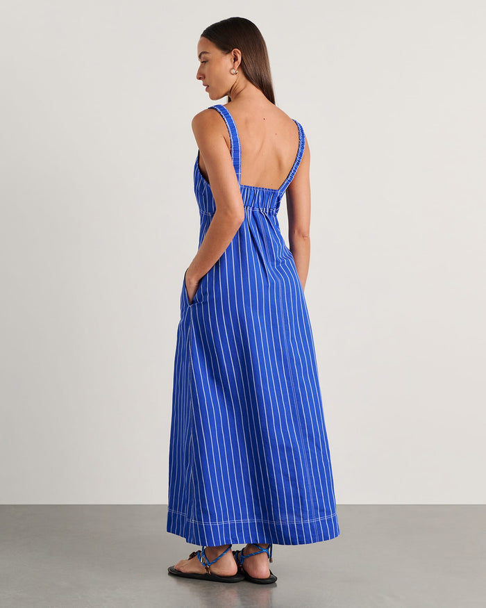 JAG sara stripe dress cobaltwhite