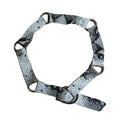 Horse halter with black and gray pattern on a white background