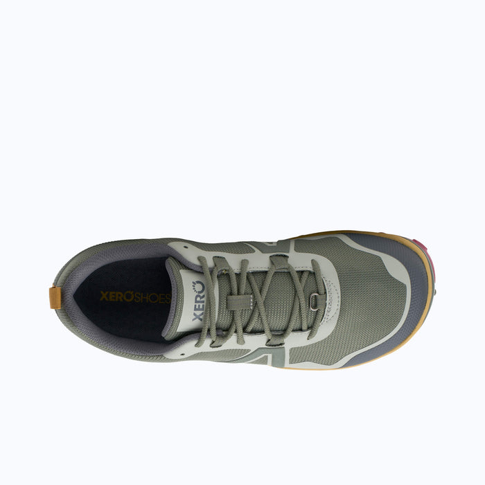 Top View of Xero Shoes Scramble Low EV Men Shoe at Army Green with Toe Facing Right