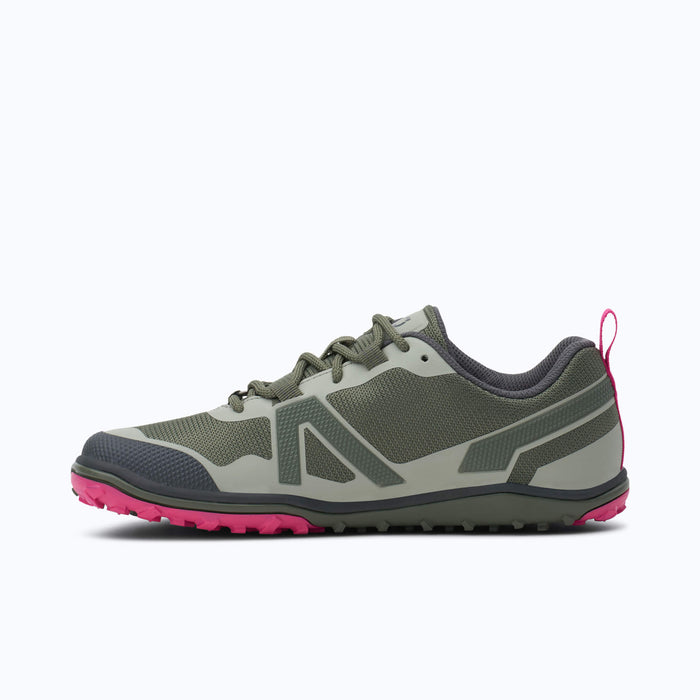 Xero Shoes Scramble Low EV Women Shoe at Army Green and Pink with Toe Facing Left