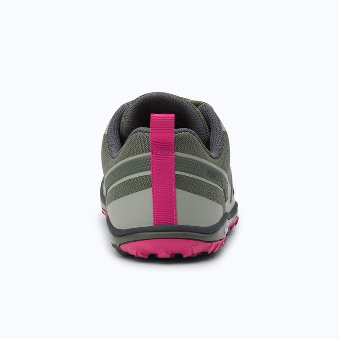 Rear View of Xero Shoes Scramble Low EV Women Shoe at Army Green and Pink