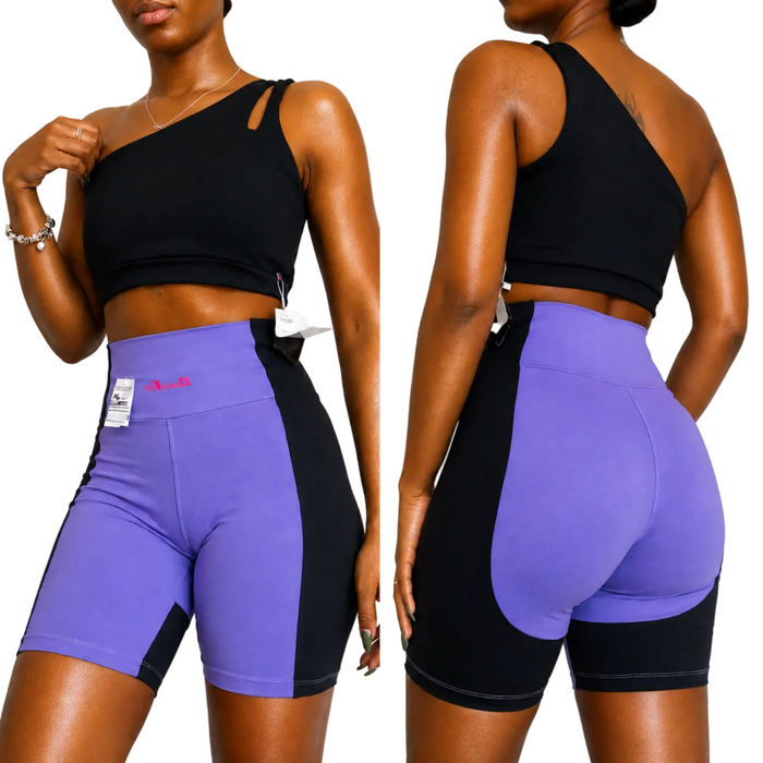 SculptFit Contrast Gym Set – Black & Purple Activewear Co-Ord