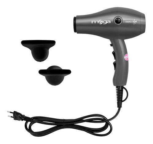 Secador Pelo Profesional Mega Nano Ion 2000w Nuevo Modelo Gris Oscuro