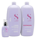 Set Alfaparf Smooth Xl Shampoo 1000ml Y Acondicionador 1000ml Y Fluido 125ml Para Cabellos Rebeldes