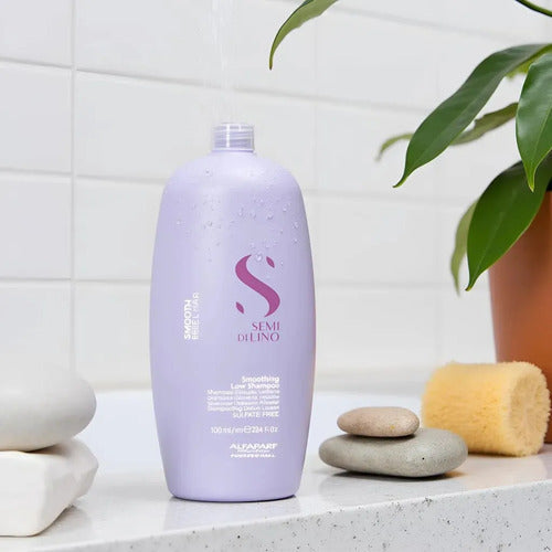 Set Alfaparf Smooth Xl Shampoo 1000ml Y Acondicionador 1000ml Y Fluido 125ml Para Cabellos Rebeldes