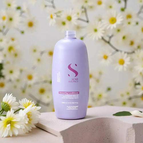 Shampoo Alfaparf Semi Di Lino Smooth 1000ml + Acondicionador 1000ml + Fluido 125ml Cabello Liso