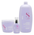 Shampoo Alfaparf Semi Di Lino Smooth 1000ml + Máscara 500ml + Fluido 125ml Frizz Control