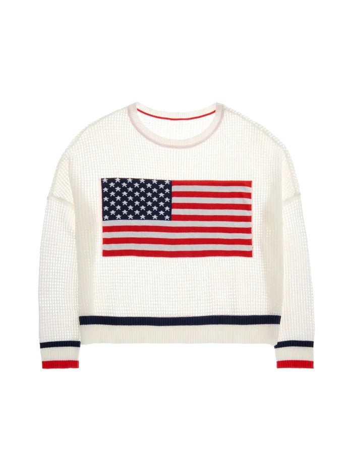 Shiraleah American Flag Mesh Sweater by Shiraleah