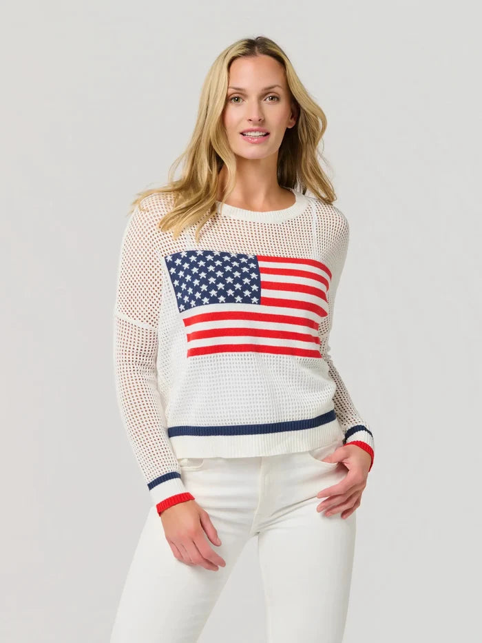 Shiraleah American Flag Mesh Sweater by Shiraleah