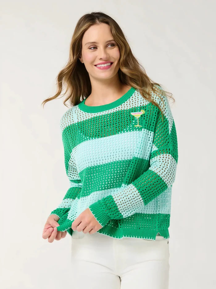 Shiraleah Margarita Striped Mesh Sweater by Shiraleah