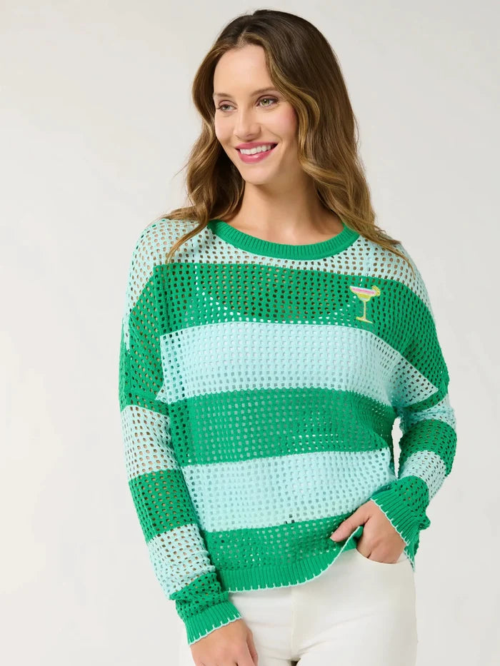 Shiraleah Margarita Striped Mesh Sweater by Shiraleah