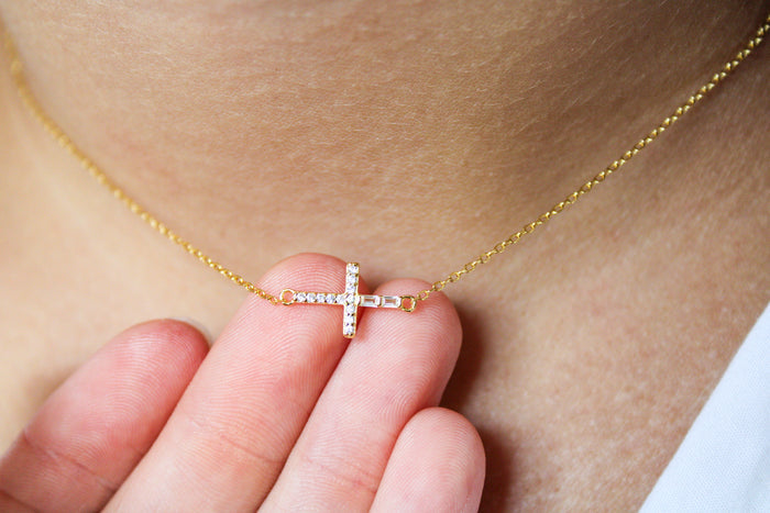 Sideways Cross Necklace