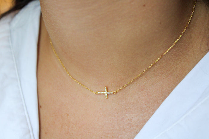 Sideways Cross Necklace