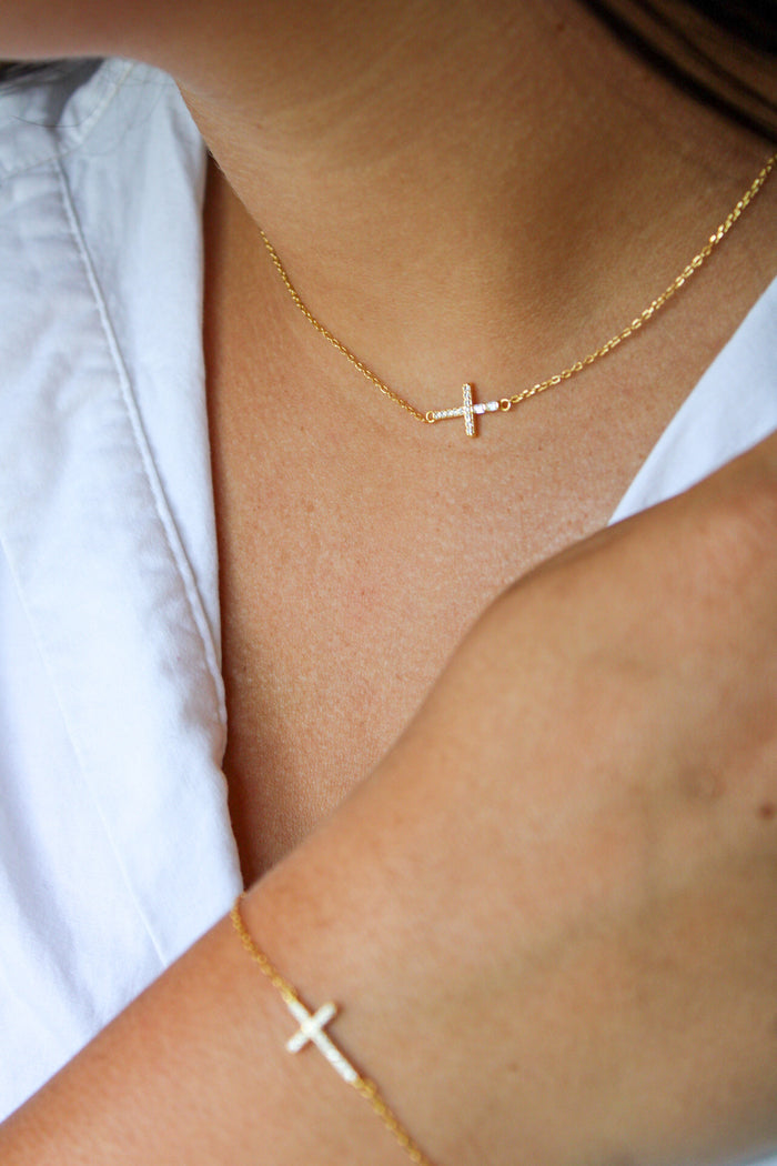 Sideways Cross Necklace