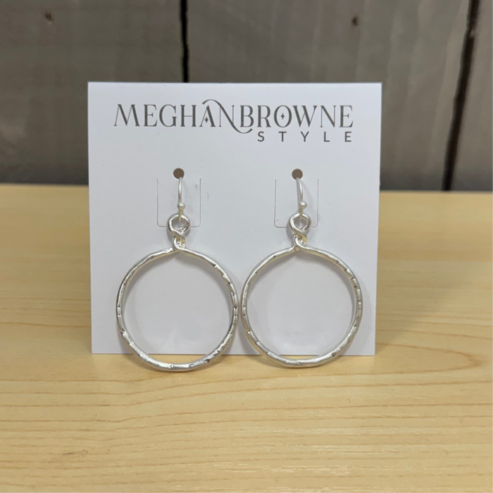 Silver Hammered Circle Dangle Earring - Posh West Boutique