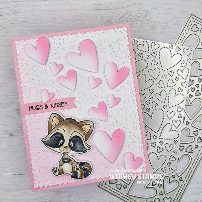 Slimline Hearts Background Die - Whimsy Stamps