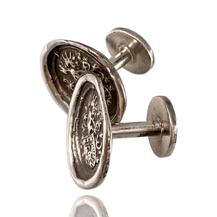 Small Shield Sterling Silver Cufflinks