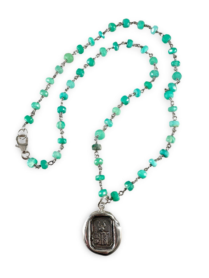 Small Victory Horn Chrysoprase Necklace