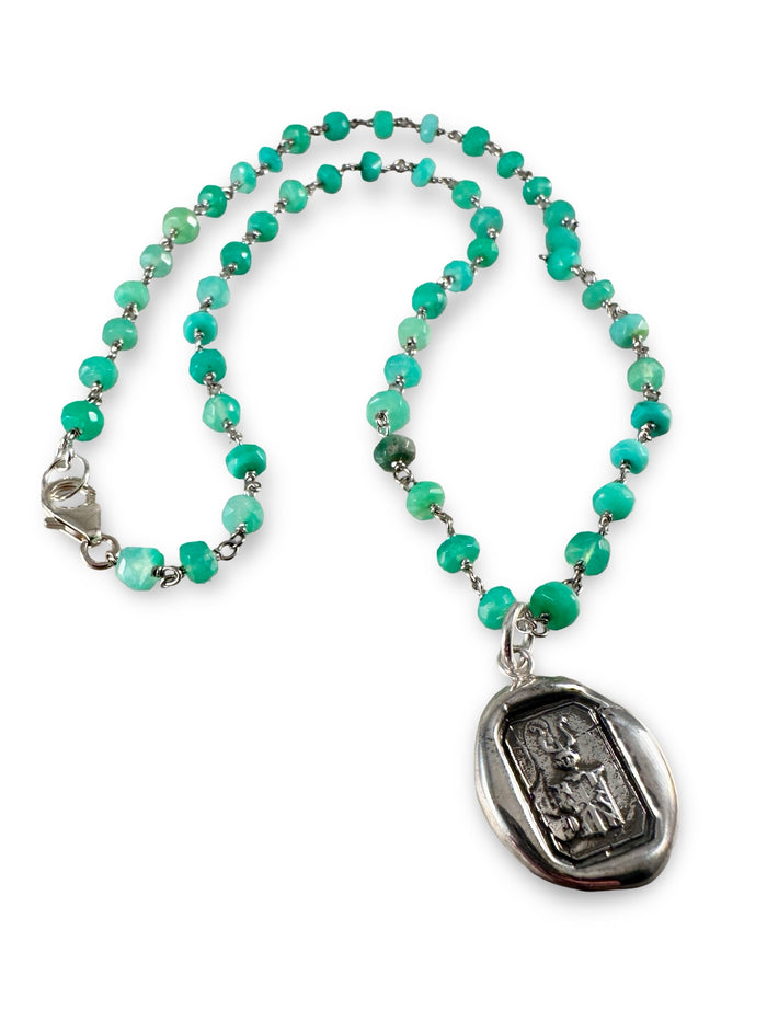 Small Victory Horn Chrysoprase Necklace