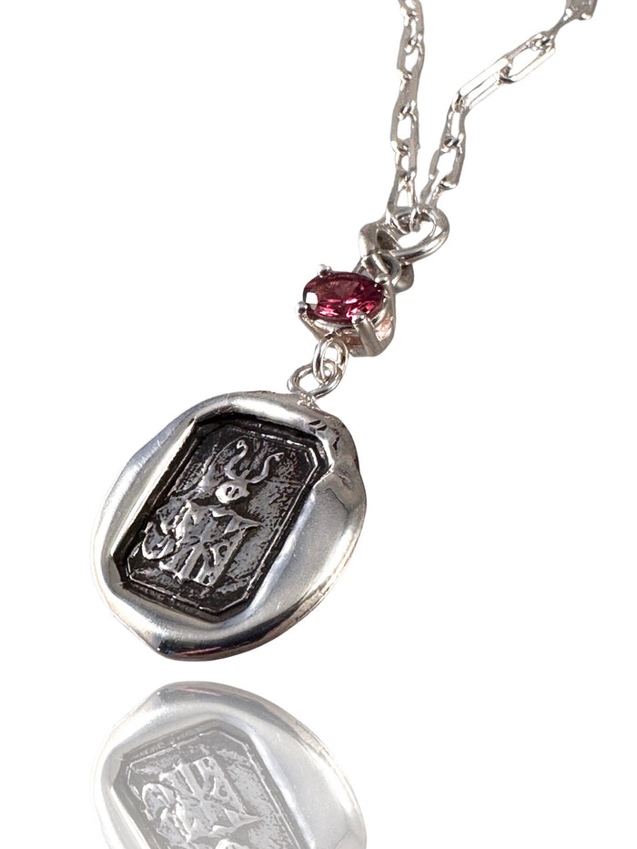 Small Victory Horn Garnet Necklace