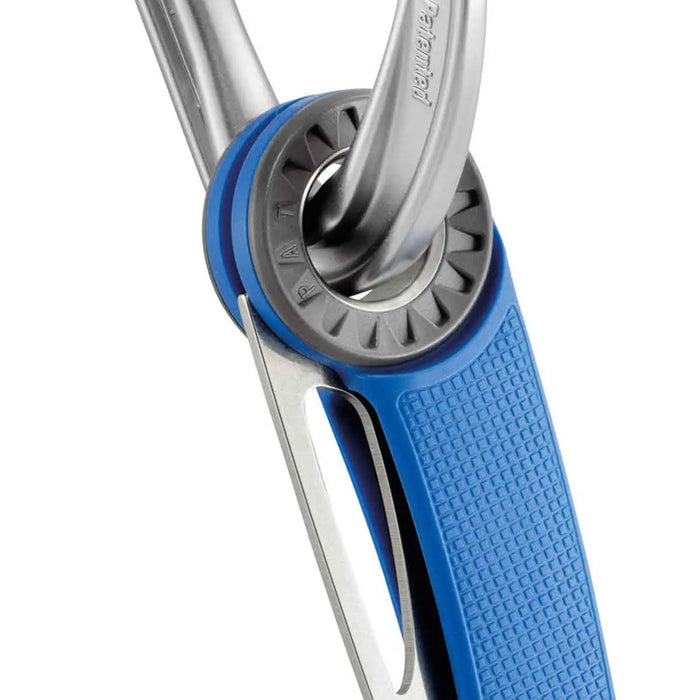 petzl spatha climbing rescue knife carabiner hole blue