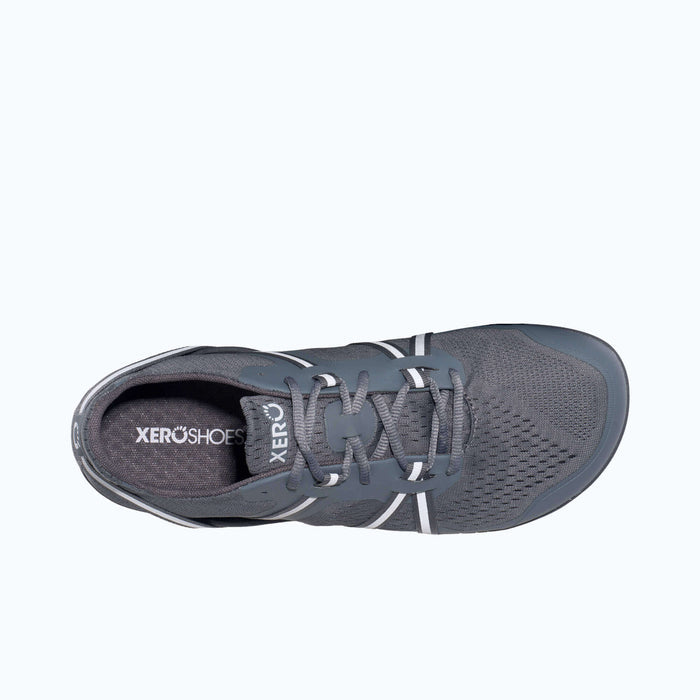 Top View of Xero Shoes Speed Force II Men Shoe in Steel Gray with Toe Facing Right