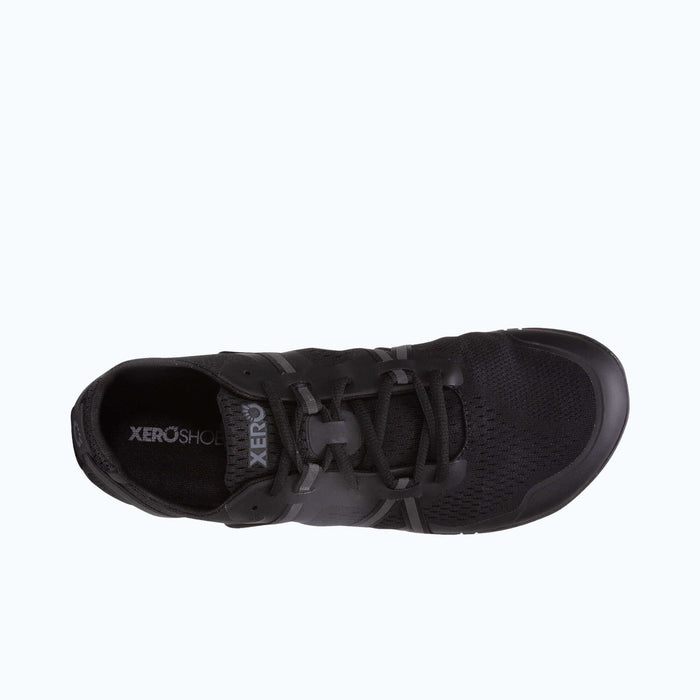 Top View of Xero Shoes Speed Force II Men Shoe in Black with Toe Facing Right