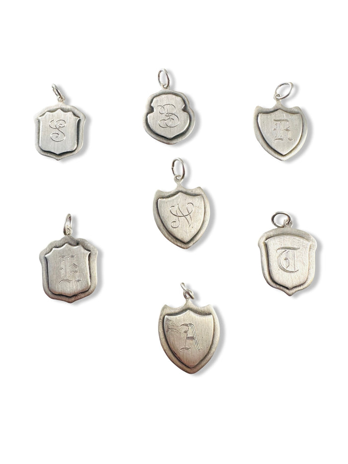 Sterling Initial Shield Charms