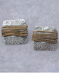 Sterling Silver Brass Wrap Square Earrings Antiqued