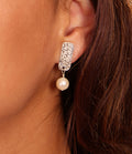 Sterling Silver Freshwater Pearl Dangle Earrings Textured | Engayla