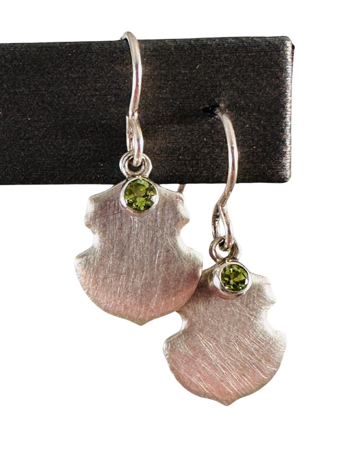 Sterling Small Shield Gemstone Earring