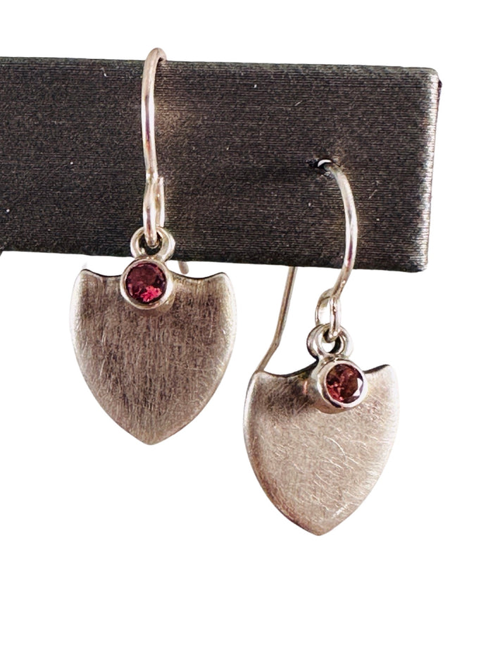 Sterling Small Shield Gemstone Earring