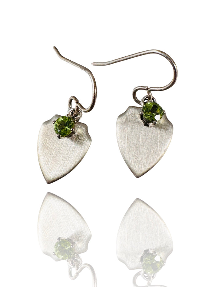 Sterling Small Shield Gemstone Earring