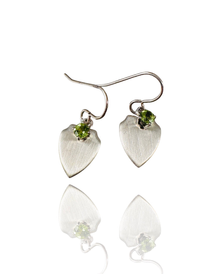 Sterling Small Shield Gemstone Earring