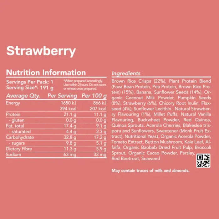 Radix Nutrition Strawberry - Plant-Based Breakfast Food - Camping Food  Mountain Equipment