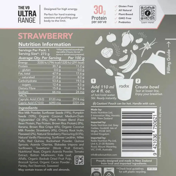Radix Nutrition Strawberry - Plant-Based Breakfast Food - Camping Food  Mountain Equipment