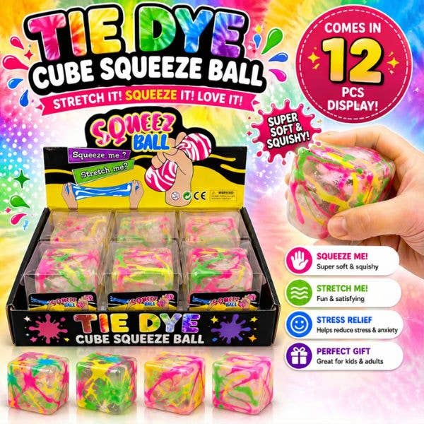 Tie Dye Cube Squishy Toy