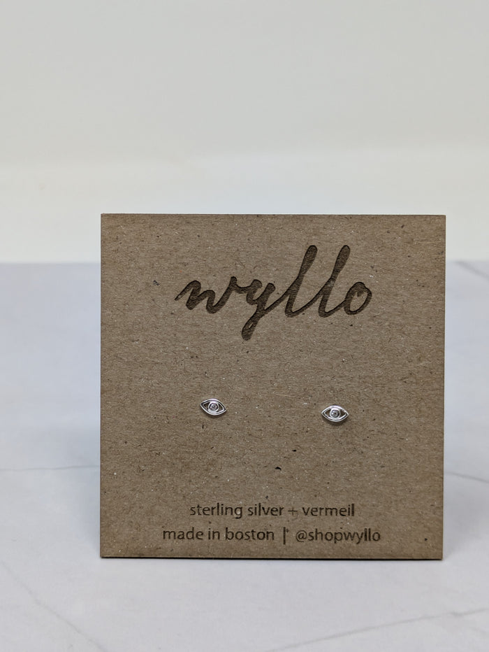Tiny Silver CZ Eye Studs