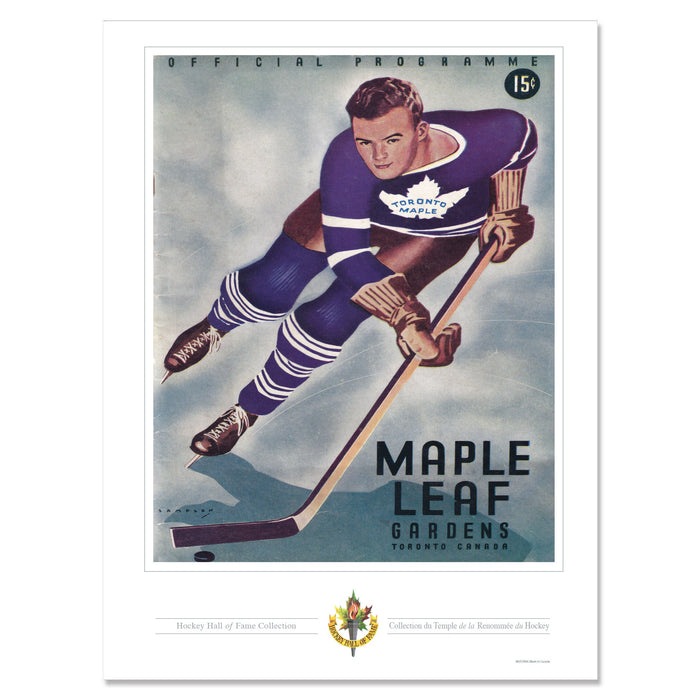 Toronto Maple Leafs Program Cover Replica Print - Maple Leaf Gardens Player Coming in Hot