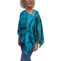 Turquoise Fireweed Eco Print Silk Poncho Botanical | Engayla