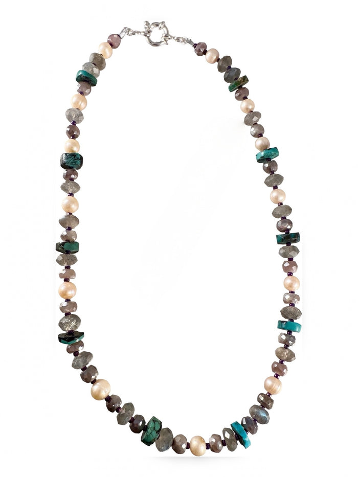 Turquoise Labradorite Mix Bead Necklace