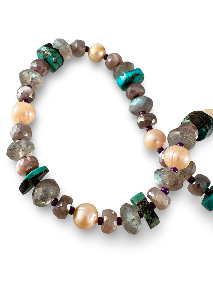 Turquoise Labradorite Mix Bead Necklace
