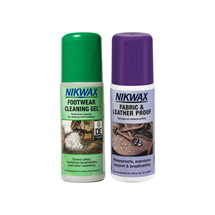 Nikwax Twin Pack - Fabric Leather Spray and Cleaning Gel Spray Product Repair- Care and Treatment  Mountain Equipment
