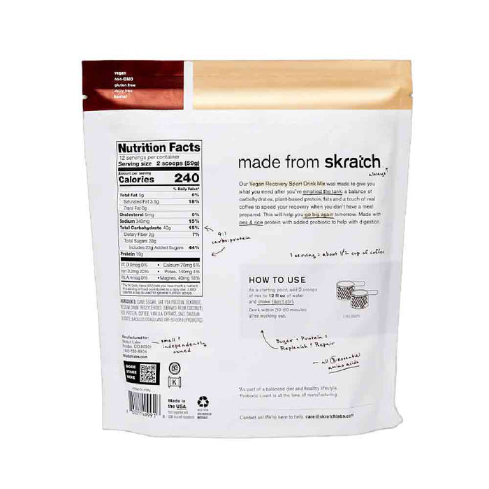 Skratch Labs Vegan Recovery Sports Drink Mix Oat Milk Latte