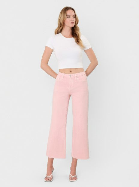 Vervet High Rise Crop Wide Leg Jean -Pale Lilac