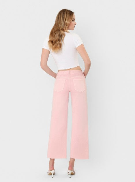 Vervet High Rise Crop Wide Leg Jean -Pale Lilac