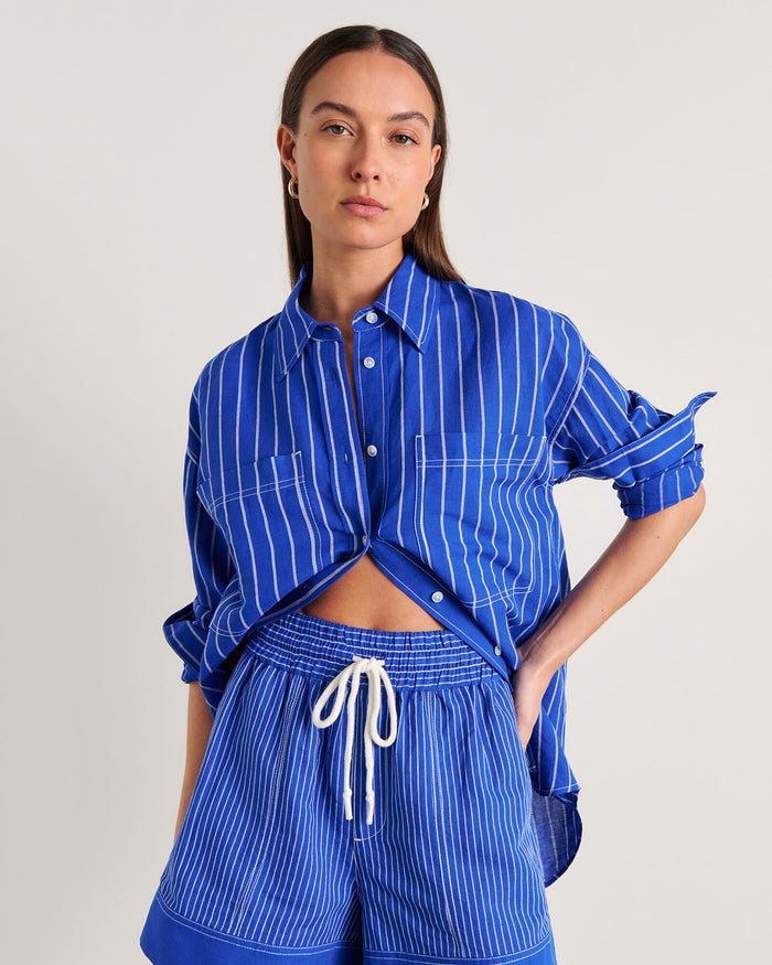 JAG winona stripe shirt cobaltwhite