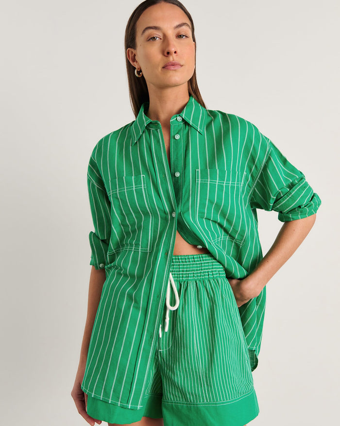 JAG winona stripe shirt greenmulti
